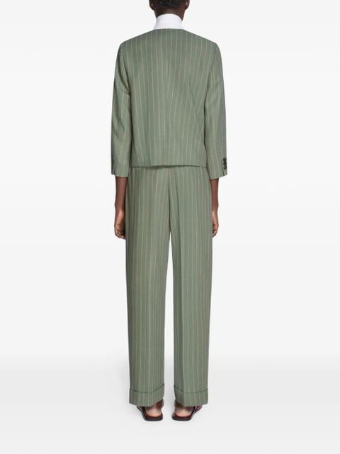 DRIES VAN NOTEN striped cropped blazer - Green