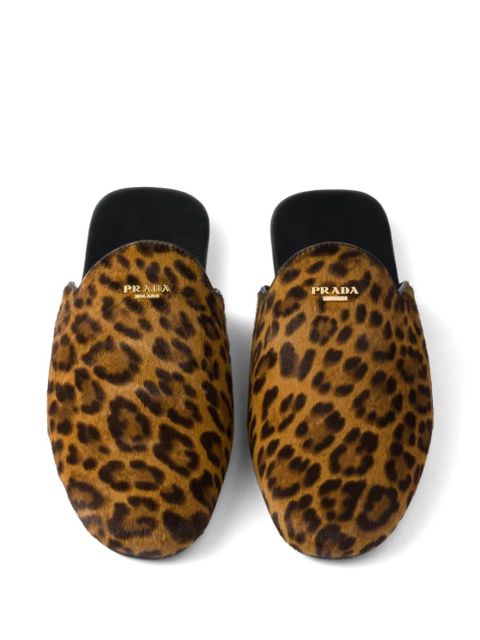 Prada leopard-print leather mules - Neutrals
