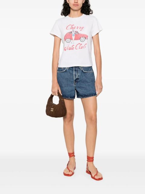 RE/DONE logo-patch denim shorts - Blue