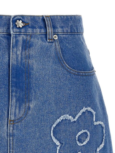 Marni floral-appliqué mini skirt - Blue