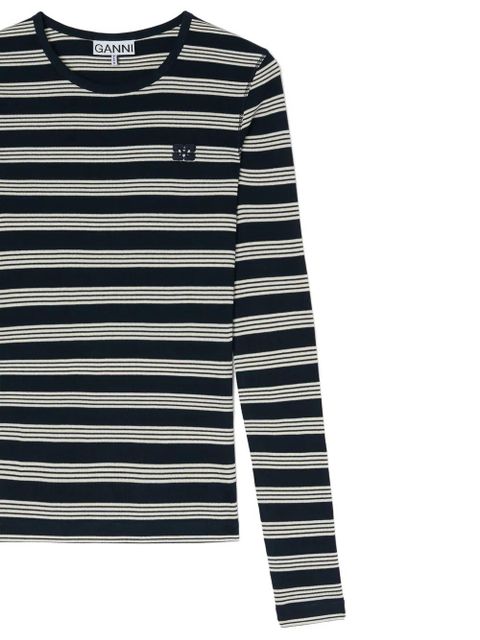 GANNI striped embroidered-logo T-shirt - Blue - zdjęcie produktu nr 2