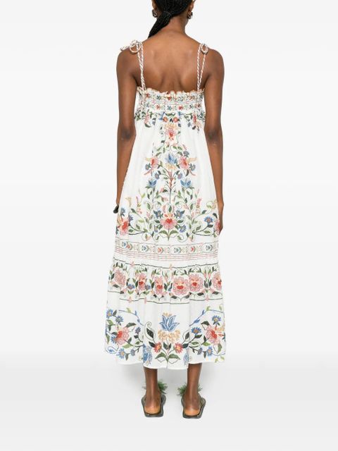 FARM Rio FARM RIO STITCHED GARDEN OFF-WHITE LONG DRESS