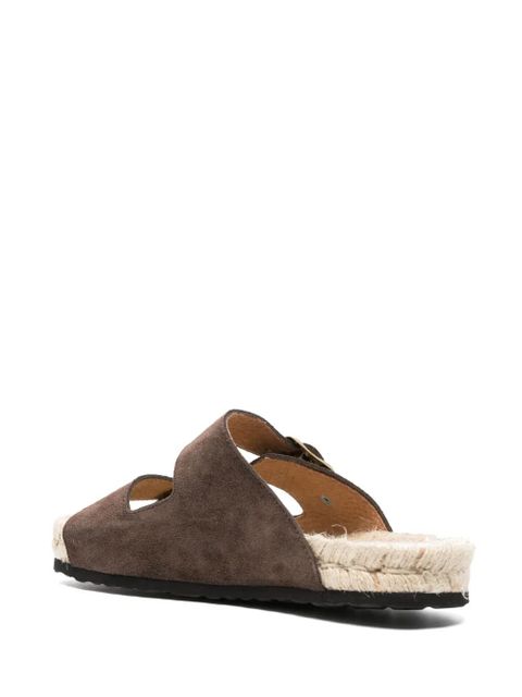 Manebi double-buckle flat espadrilles - Brown