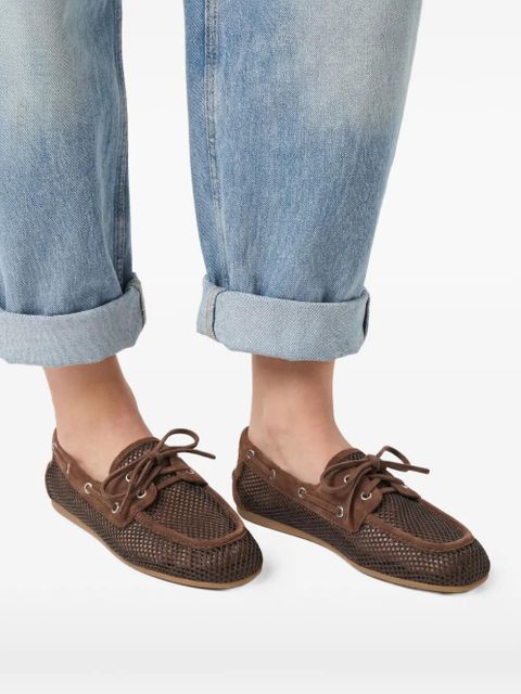 Miu Miu eyelet tie loafers - Brown