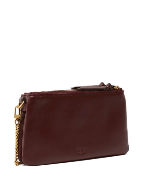 PINKO logo-plaque zip clutch bag - Brown