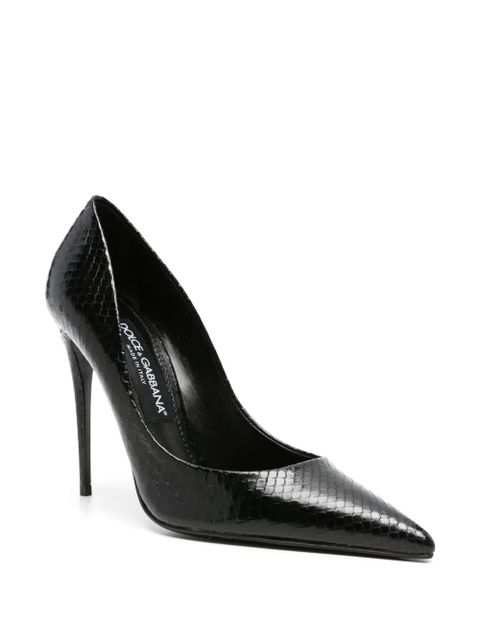 Dolce & Gabbana 100mm python-effect leather pumps - Black