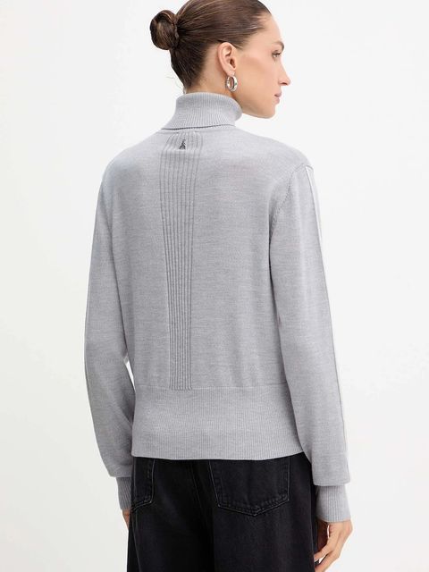 Patrizia Pepe sweter wełniany damski kolor szary z golfem 2K0340 KM36