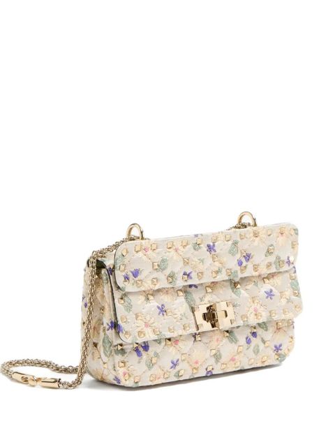 Valentino Garavani small Rockstud Spike jacquard shoulder bag - Neutrals