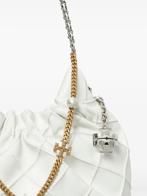 Tory Burch mini Fleming Distressed tote bag - White