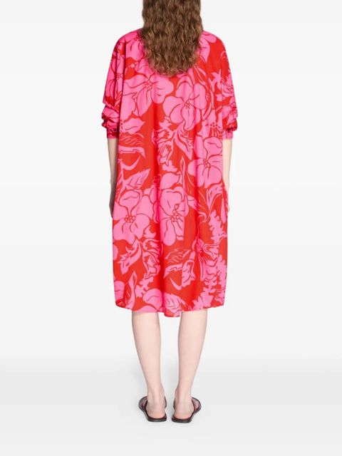 DRIES VAN NOTEN floral shirt midi dress - Red