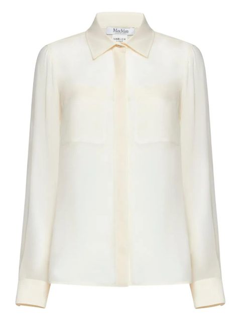 Max Mara embroidered-pocket silk shirt - Neutrals - zdjęcie produktu nr 1