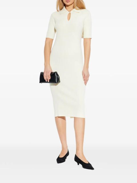 Jil Sander keyhole ribbed midi dress - Neutrals