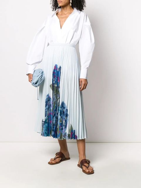 Valentino Garavani floral print pleated midi skirt - Blue