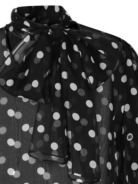 Dolce & Gabbana polka-dot print pussy-bow shirt - Black