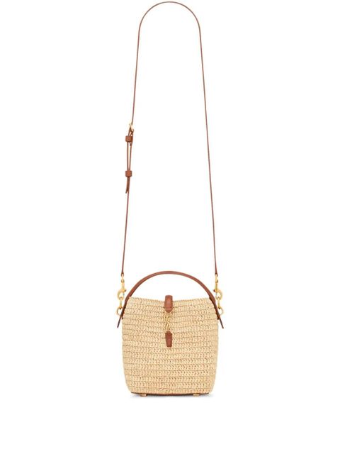 Saint Laurent mini LE 37 raffia bucket bag - Neutrals - zdjęcie produktu nr 1