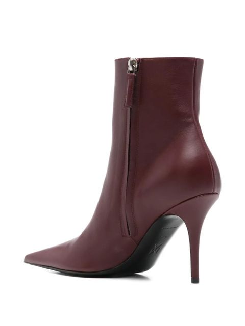 Amina Muaddi Barbara pointed leather boots - Purple