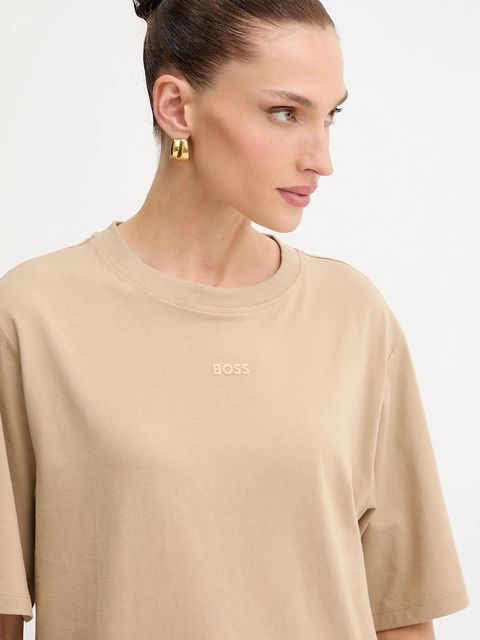 BOSS Orange t-shirt bawełniany damski kolor beżowy 50523256