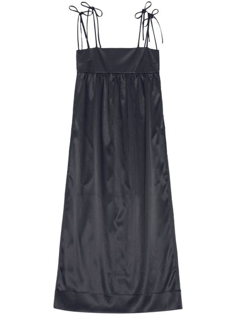 GANNI sleeveless satin maxi dress - Black