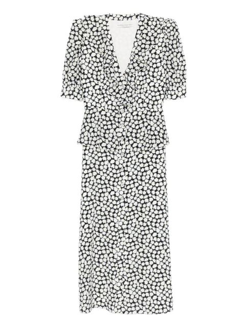 Alessandra Rich floral-print midi dress - Black - zdjęcie produktu nr 1