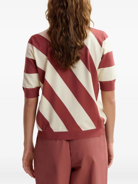 Essentiel Antwerp Joram striped embellished-collar polo shirt - Red