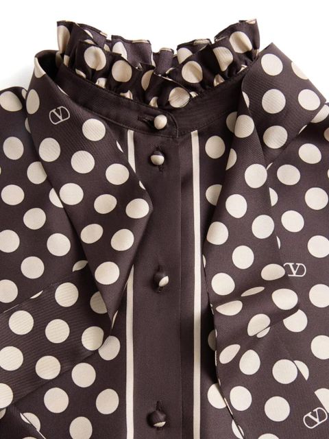 Valentino Garavani Plus De Pois-print ruffled shirt - Brown - zdjęcie produktu nr 2