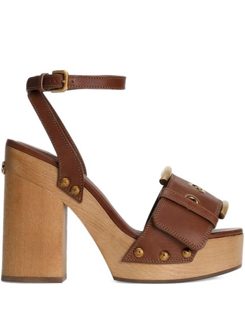 Dolce & Gabbana buckled studded leather sandals - Brown - zdjęcie produktu nr 1