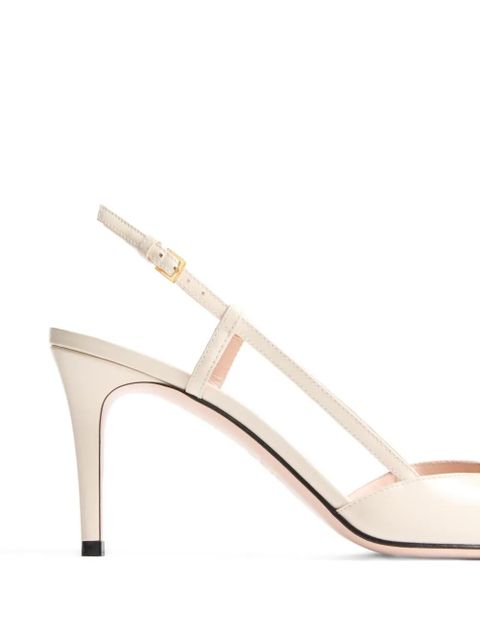 Valentino Garavani VLogo Signature slingback calfskin pumps with jewel logo 80mm - Neutrals