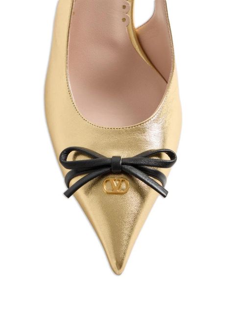 Valentino Garavani Bepointy vlogo bow slingback pumps - Gold