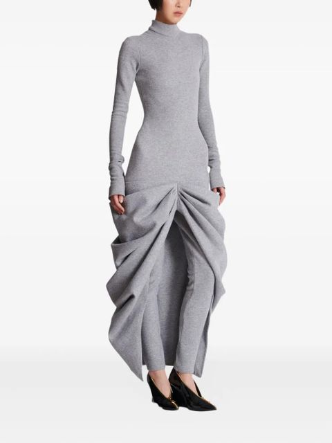 Balmain high-neck draped dress - Grey