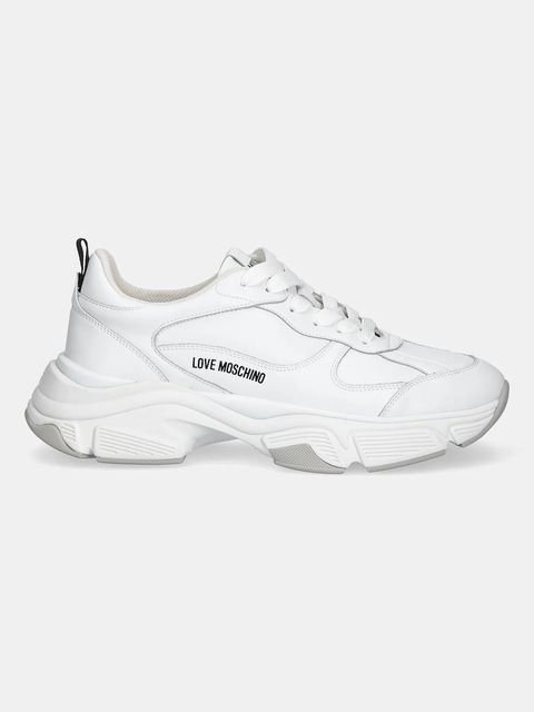 Love Moschino sneakersy skórzane damskie kolor biały JA15246G1NIA0100 - zdjęcie produktu nr 2