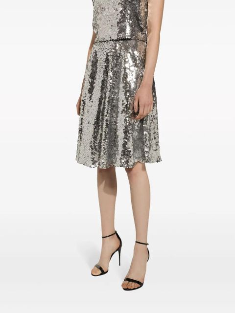 Dolce & Gabbana sequinned A-line midi skirt - Silver