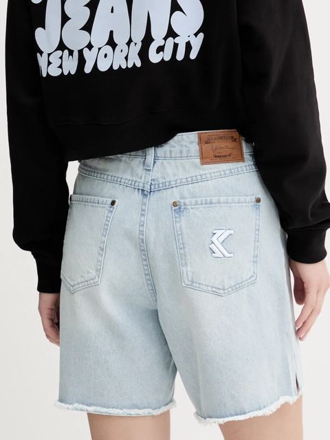 Karl Kani szorty jeansowe damskie kolor niebieski gładkie high waist 6110098