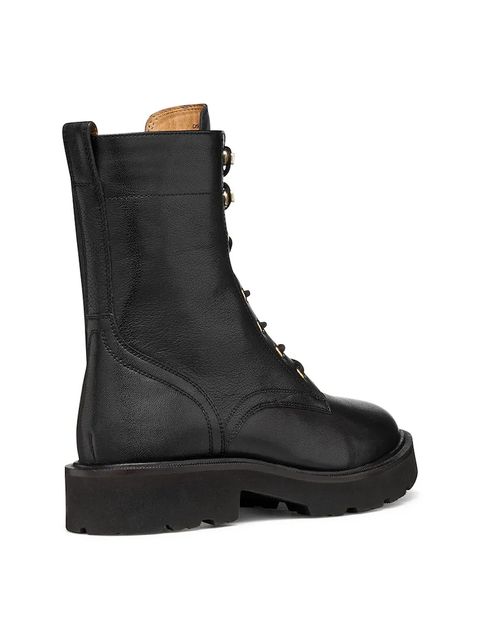 Geox botki skórzane D NORIZE damskie kolor czarny na płaskim obcasie D564ZC 00081 C9999