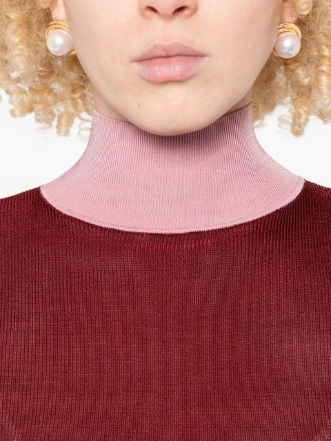 Self-Portrait high-neck long-sleeve sweater - Red