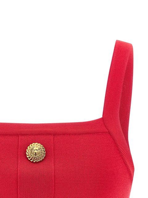 Balmain button-detail top - Red