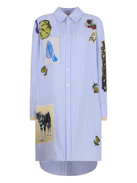 Marni graphic-patches striped shirt dress - Blue - zdjęcie produktu nr 1