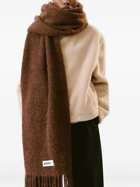 Jacquemus logo-patch scarf - Brown