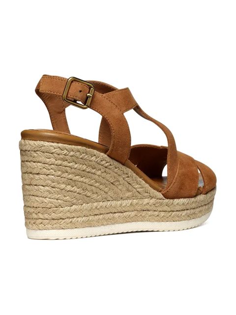Geox espadryle zamszowe D PONZA kolor brązowy na koturnie D35GVC 00021 C6001