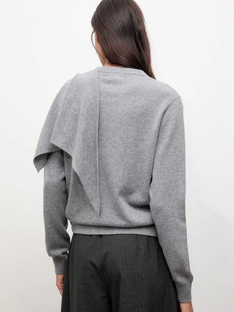 Answear.LAB sweter z wełny merino z apaszką damski kolor szary lekki