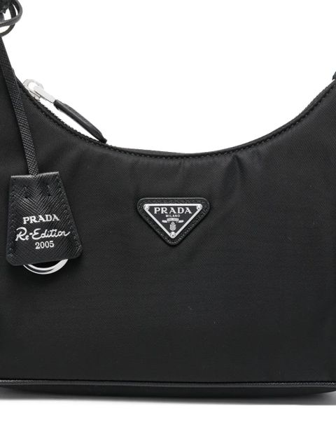 Prada small triangle-logo shoulder bag - Black