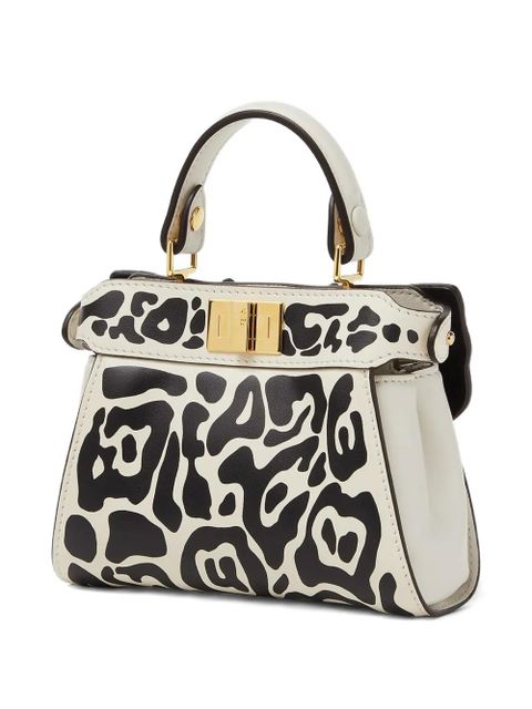 FENDI Nano Peekaboo butterfly-motif chain-strap tote bag - White - zdjęcie produktu nr 2