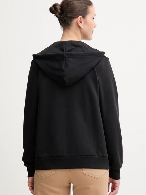 Lacoste bluza bawełniana damska kolor czarny z kapturem gładka SF5256