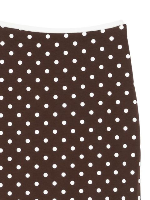 Rowen Rose polka dot-pattern slit midi skirt - Brown
