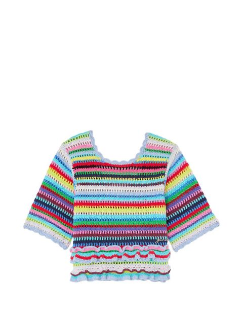 GANNI striped ruffled blouse - Blue - zdjęcie produktu nr 1