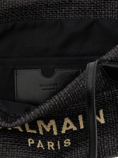 Balmain Track raffia tote bag - Black