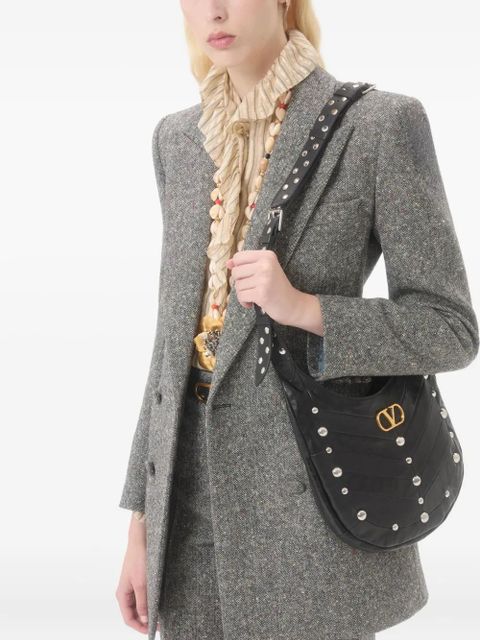 Valentino Garavani small Hoboho chevron-quilted studded shoulder bag - Black