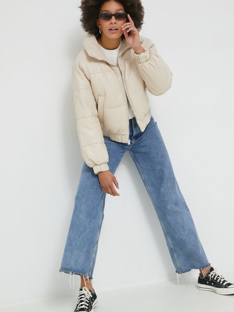 Abercrombie & Fitch kurtka damska kolor beżowy przejściowa - zdjęcie produktu nr 1