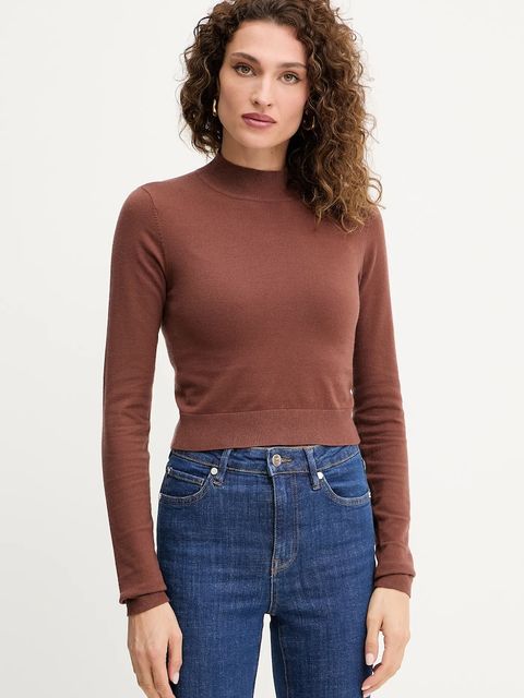 Silvian Heach sweter LOLA damski kolor brązowy z półgolfem GPA25554LU - zdjęcie produktu nr 1