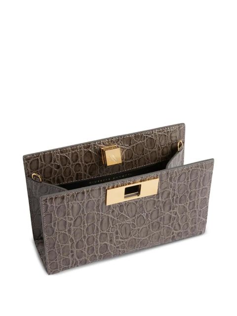 Giuseppe Zanotti Annhita crocodile-embossed clutch bag - Grey