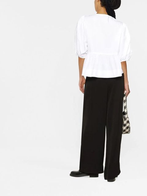 GANNI organic-cotton peplum blouse - White